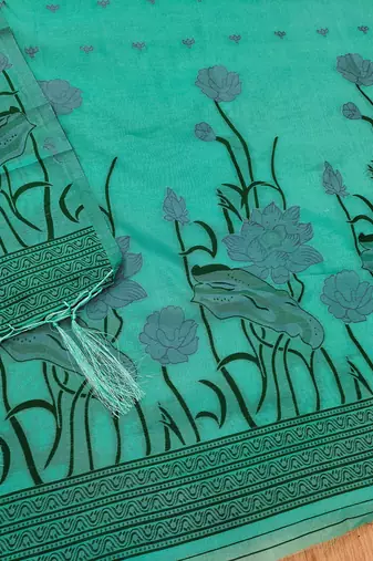 sea green zari woven banarasi dress materials