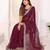 georgette embroidered & sequin work bollywood fancy saree (madhvi-wine)