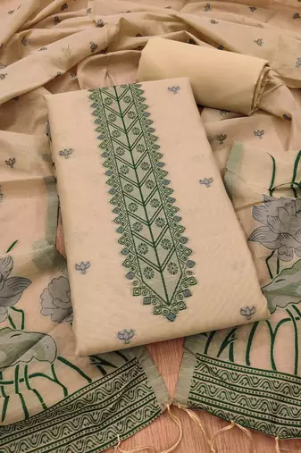 chiku zari woven banarasi dress materials