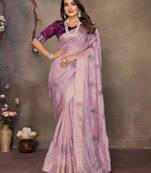 chiffon net embroidery work bollywood fancy saree (vedangi-lavender)