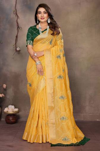 chiffon net embroidery work bollywood fancy saree (vedangi-musatrd)
