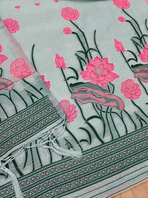 grey zari woven banarasi dress materials 4