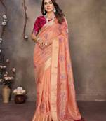 chiffon net embroidery work bollywood fancy saree (vedangi-orange)