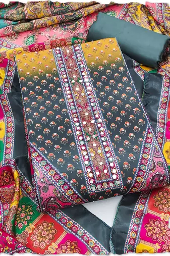 dark grey chinon pakistani pattern dress material