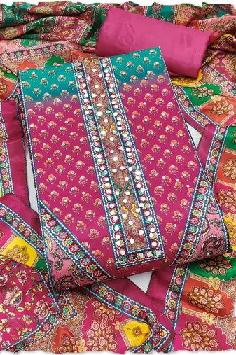rani pink chinon pakistani pattern dress material