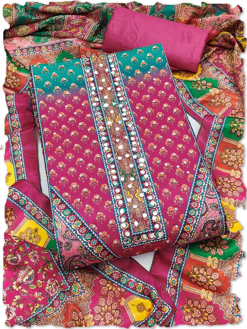 rani pink chinon pakistani pattern dress material