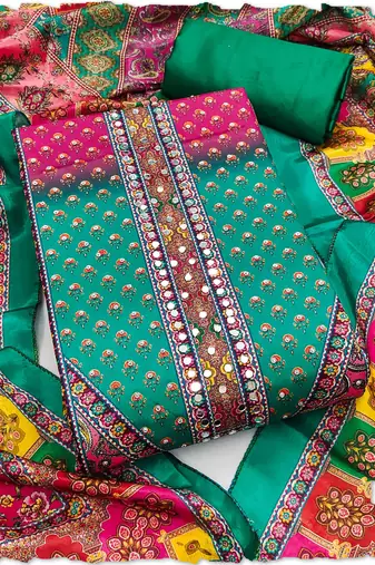 teal chinon pakistani pattern dress material