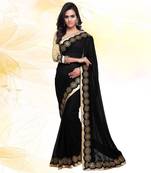 Black embroidered georgette saree with blouse