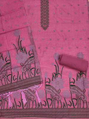 pink zari woven banarasi dress materials 3