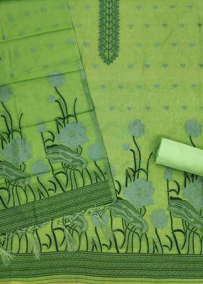 light green zari woven banarasi dress materials 3