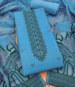 aqua blue zari woven banarasi dress materials