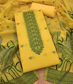 yellow zari woven banarasi dress materials