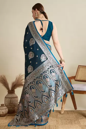 soft litchi art silk banarasi art silk jacquard saree (str-rajgharana-01-firozi)