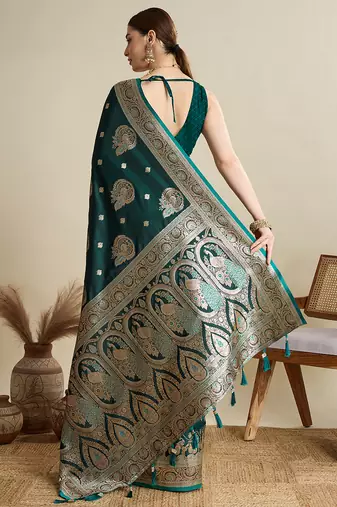 soft litchi art silk banarasi art silk jacquard saree (str-rajgharana-01-green)