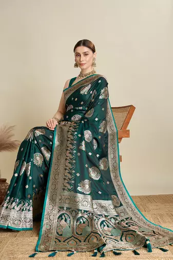 soft litchi art silk banarasi art silk jacquard saree (str-rajgharana-01-green)