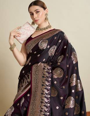 soft litchi art silk banarasi art silk jacquard saree (str-rajgharana-01-wine) 5