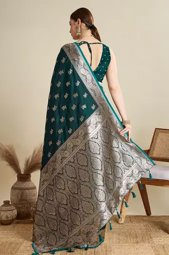 soft litchi art silk banarasi art silk jacquard saree (str-rajgharana-02-green)