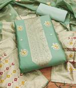 green zari woven banarasi dress materials