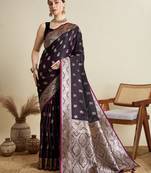 soft litchi art silk banarasi art silk jacquard saree (str-rajgharana-02-wine)