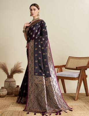 soft litchi art silk banarasi art silk jacquard saree (str-rajgharana-02-wine) 2