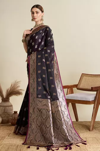 soft litchi art silk banarasi art silk jacquard saree (str-rajgharana-02-wine)