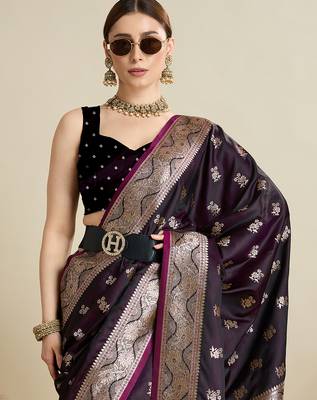 soft litchi art silk banarasi art silk jacquard saree (str-rajgharana-02-wine) 5
