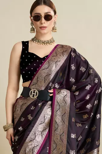 soft litchi art silk banarasi art silk jacquard saree (str-rajgharana-02-wine)