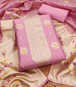 pink zari woven banarasi dress materials