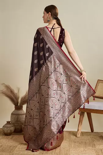 soft litchi art silk banarasi art silk jacquard saree (str-rajgharana-03-maroon)