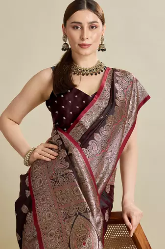 soft litchi art silk banarasi art silk jacquard saree (str-rajgharana-03-maroon)