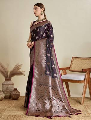 soft litchi art silk banarasi art silk jacquard saree (str-rajgharana-03-wine) 2