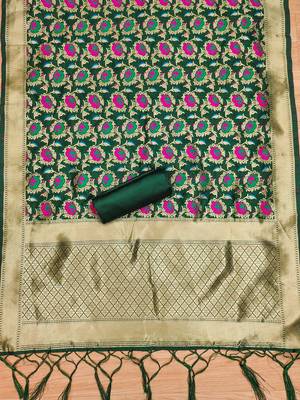 green zari woven banarasi dress materials 4