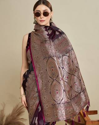 soft litchi art silk banarasi art silk jacquard saree (str-rajgharana-03-wine) 5