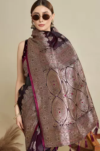soft litchi art silk banarasi art silk jacquard saree (str-rajgharana-03-wine)
