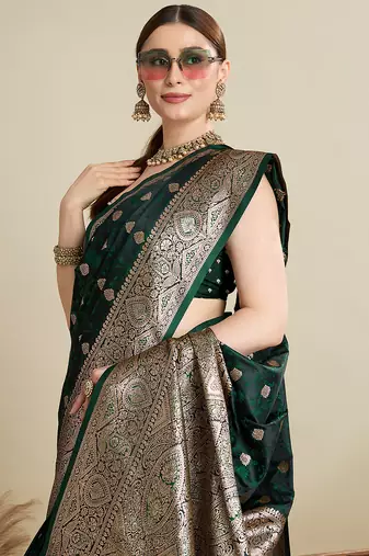 soft litchi art silk banarasi art silk jacquard saree (str-rajgharana-04-green)