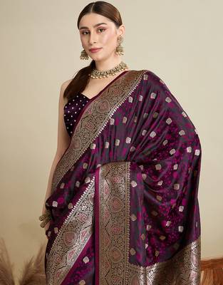 soft litchi art silk banarasi art silk jacquard saree (str-rajgharana-04-wine) 5