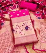 rani pink zari woven banarasi dress materials
