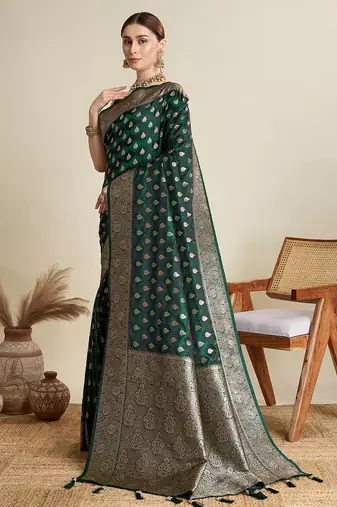 soft litchi art silk banarasi art silk jacquard saree (str-rajgharana-06-green)