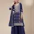 Navy blue faux georgette semi stitched suit with embroidery sequence work