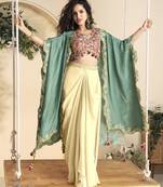 Maroon embroidered sequins chinon shrug suit - Full stitched free size