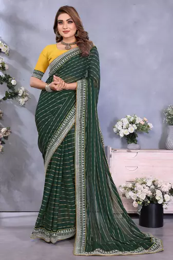 georgette embroidered & sequin work bollywood fancy saree (shreeja-green)