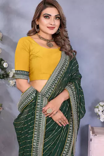 georgette embroidered & sequin work bollywood fancy saree (shreeja-green)