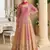 Peach georgette embroidered sequins Anarkali suit - Full stitched free size