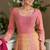 Peach georgette embroidered sequins Anarkali  suit - Full stitched free size