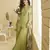 Green chinon embroidered sequins palazzo suit - full free size