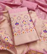light baby pink zari woven banarasi dress materials
