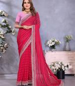 georgette embroidered & sequin work bollywood fancy saree (shreeja-pink)