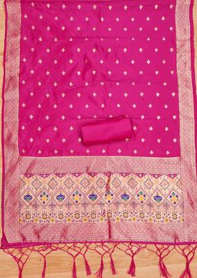 pink zari woven banarasi dress materials 4