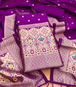 purple zari woven banarasi dress materials