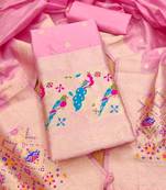 light baby pink zari woven banarasi dress materials